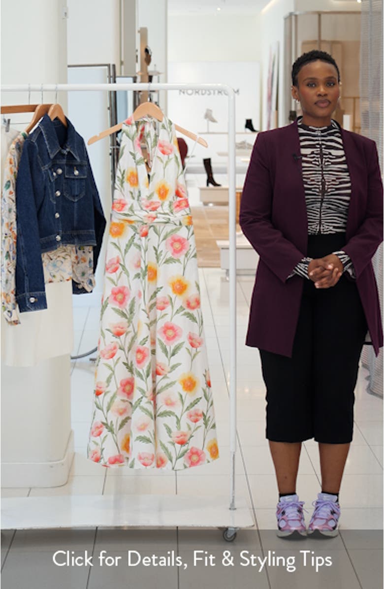 Nicky Floral Halter Neck Cotton Dress, sales video thumbnail