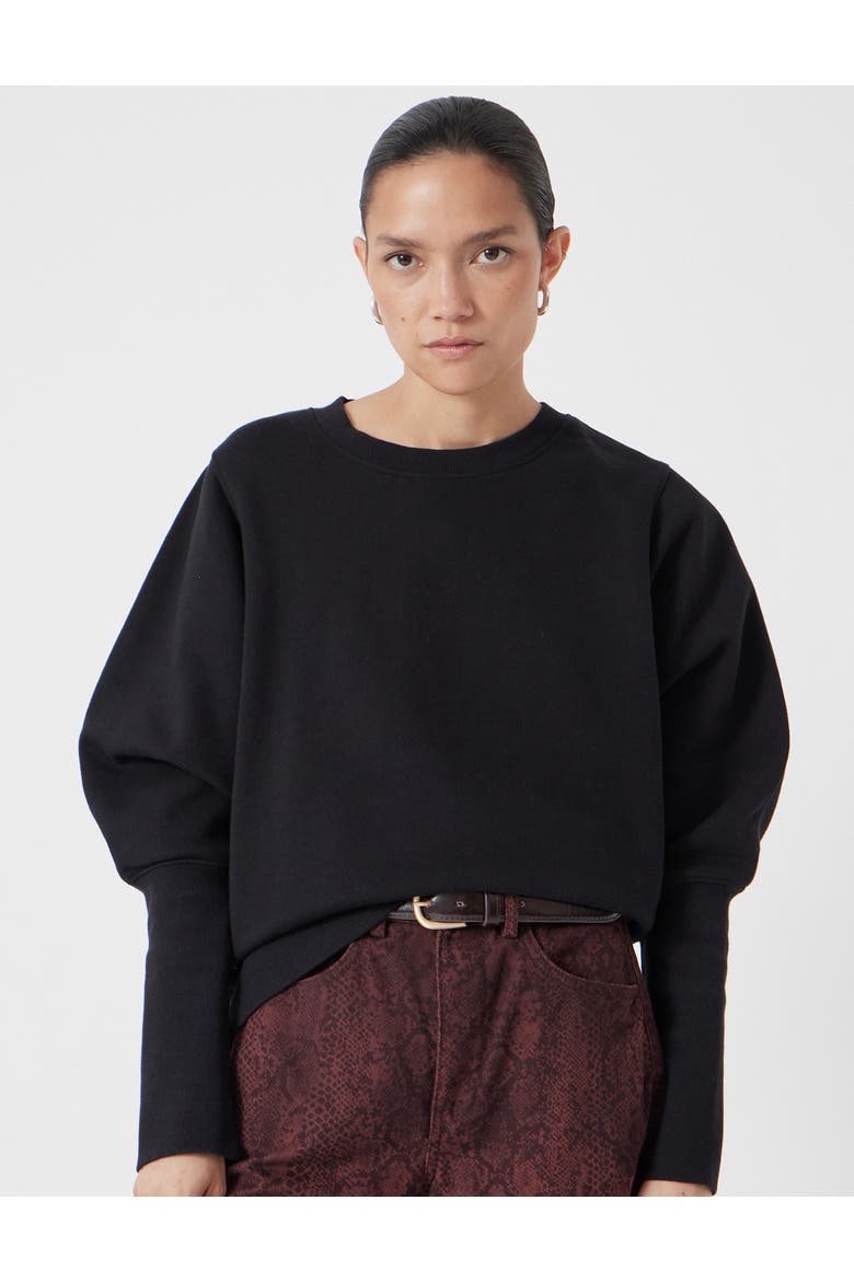 Puff Sleeve Sweatshirt, Main, color, Black