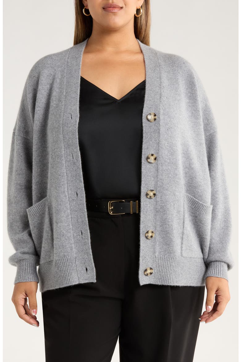 Wool & Cashmere Boyfriend Cardigan, Alternate, color, GREY NIGHT