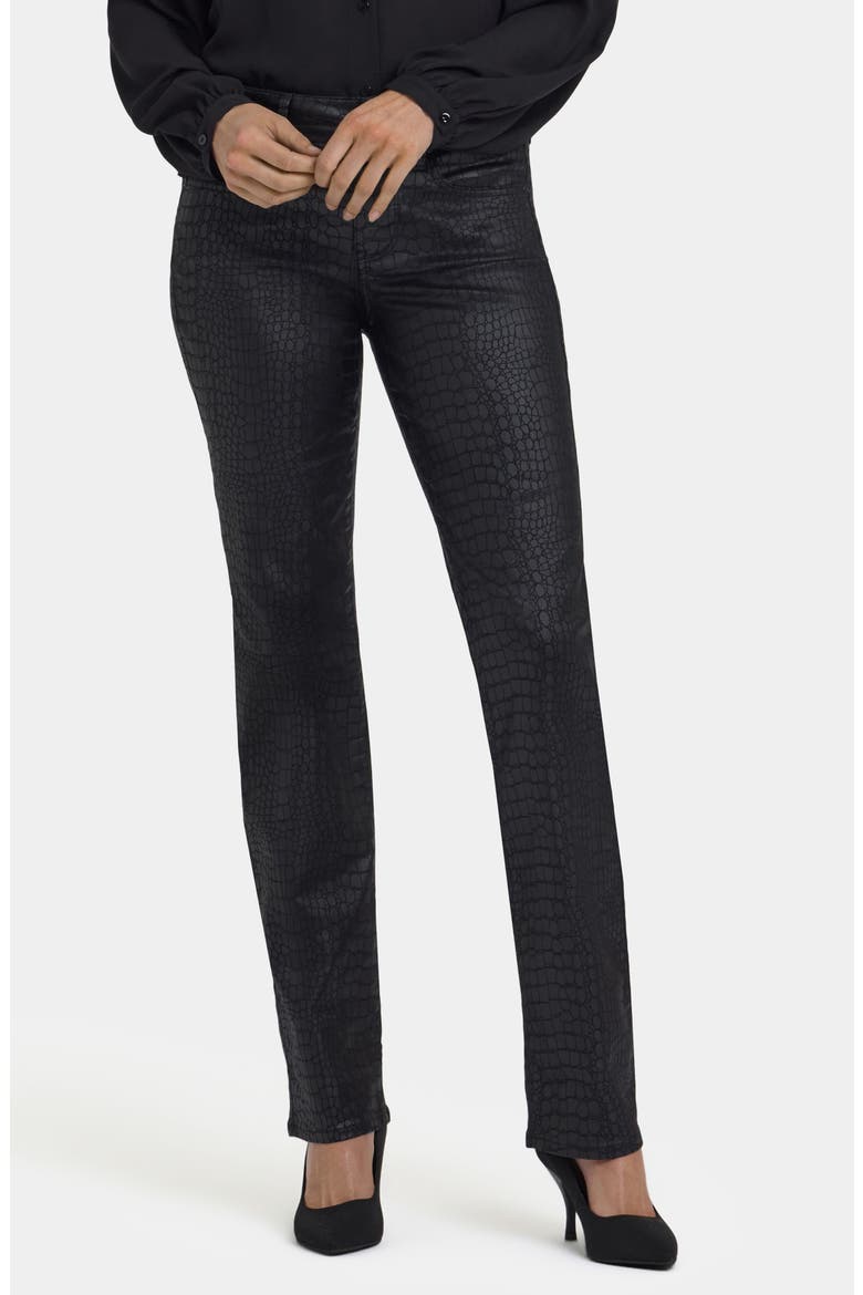 Marilyn Coated Snake Pattern Straight Leg Jeans, Main, color, BLACK COATED PYTHON