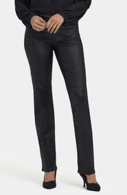 NYDJ Marilyn Coated Snake Pattern Straight Leg Jeans
