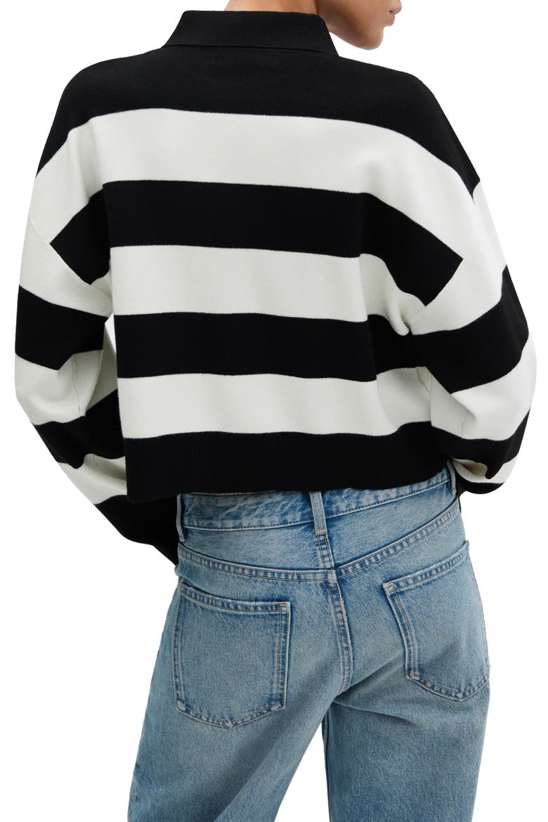 Stripe Polo Sweater, Alternate, color, BLACK