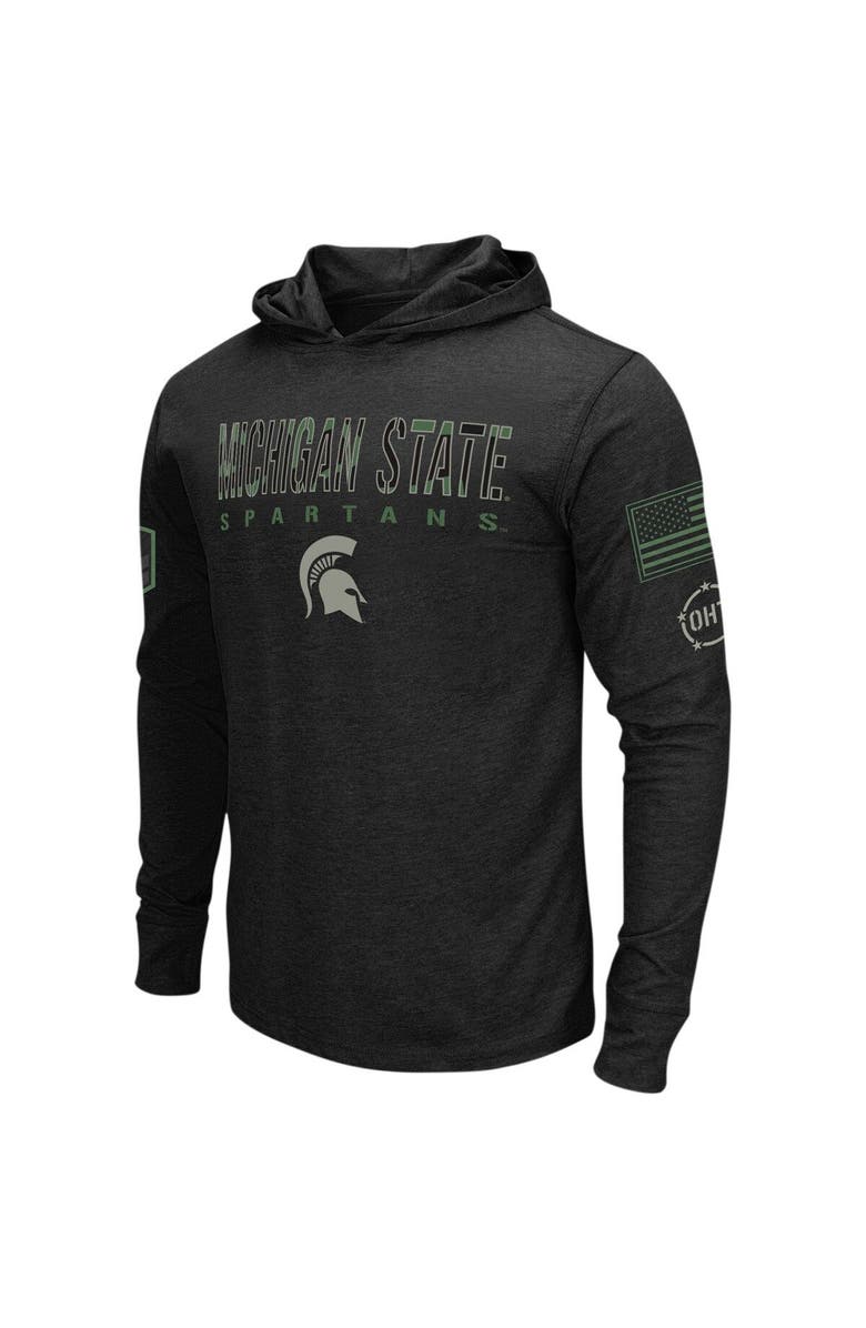 COLOSSEUM Men's Colosseum Black Michigan State Spartans Big & Tall OHT Military Appreciation Tango Long Sleeve Hoodie T-Shirt, Alternate, color, Black