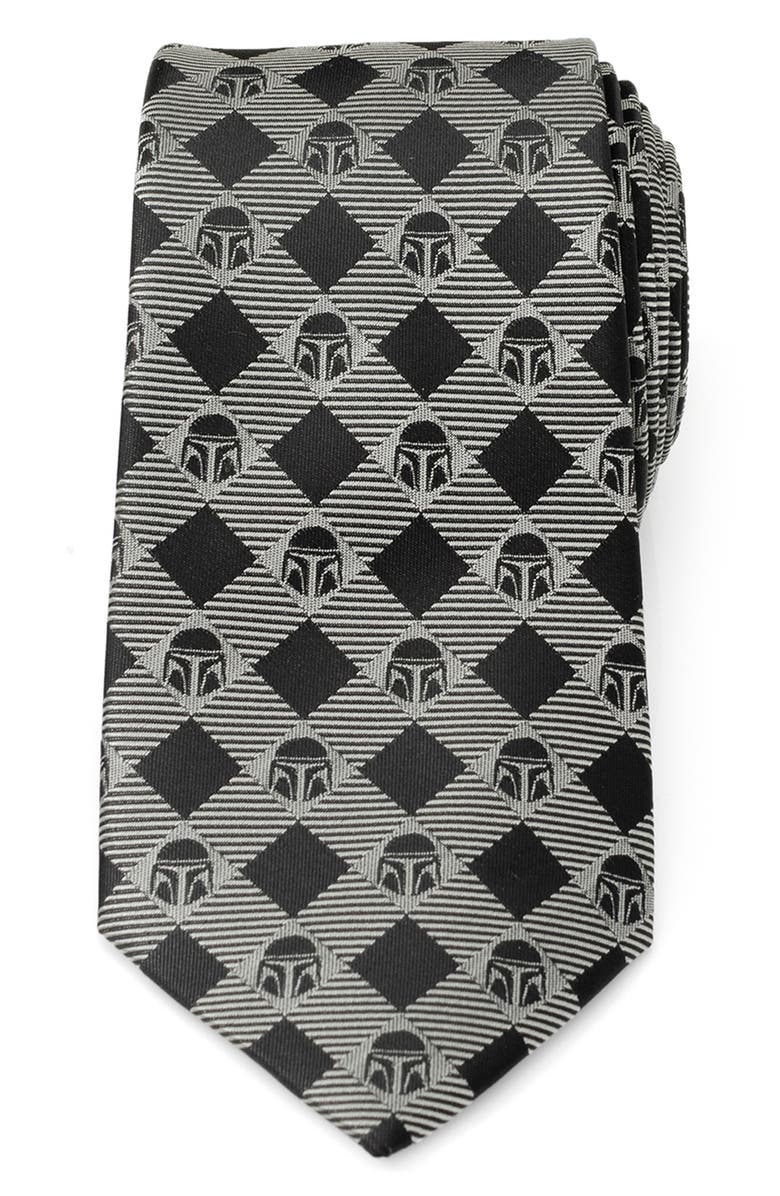 Cufflinks, Inc. Mandalorian Plaid Silk Blend Tie, Main, color, Gray