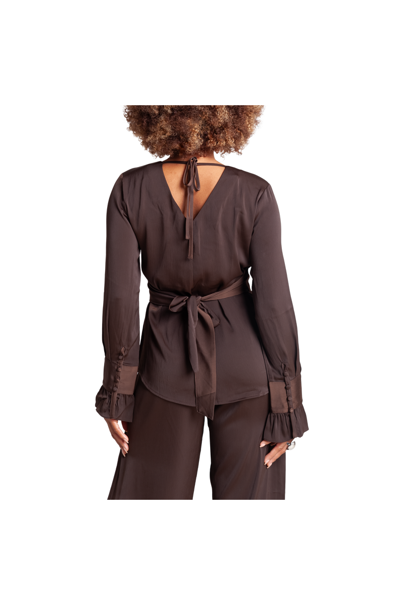 RICHANTEE Long Sleeve Wrap Top, Alternate, color, Brown