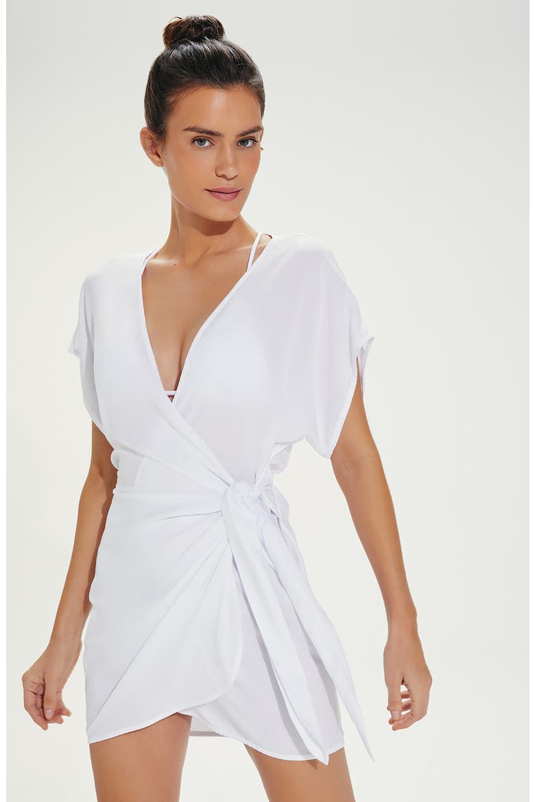 Emily Cover-Up Wrap Dress, Alternate, color, OFF WHITE