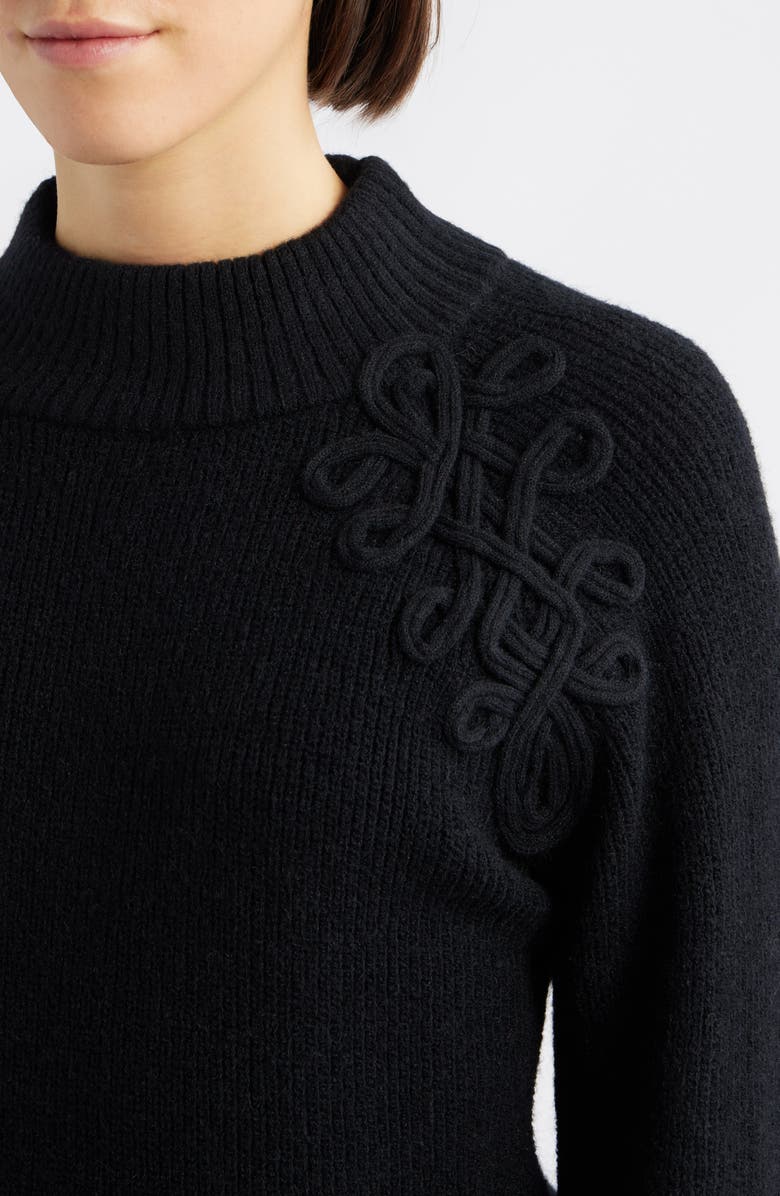 Wit & Wisdom Soutache Mock Neck Sweater, Alternate, color, Black