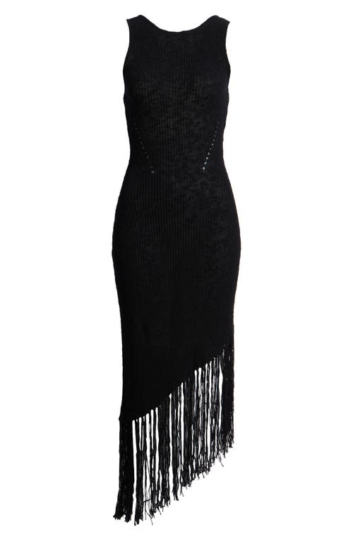 Rails Rylee Sleeveless Fringed Midi Dress In Black
