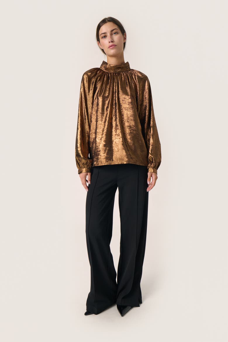SLElvie Funnel Neck Metallic Blouse, Alternate, color, Copper