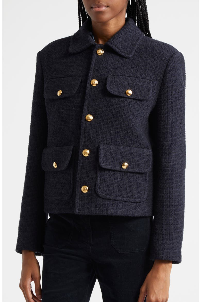 Paola Tweed Jacket, Alternate, color, DARK NAVY