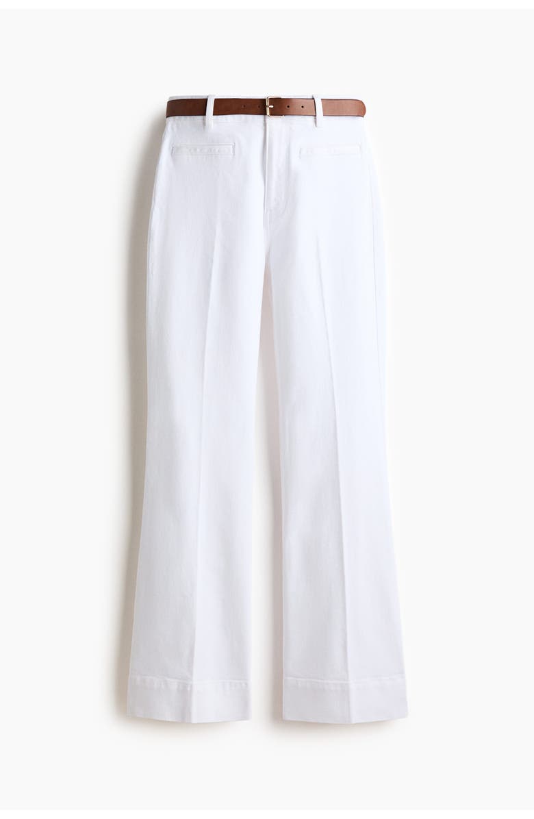 H&M Flared Twill Trousers, Alternate, color, White