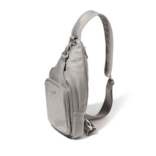 Baggallini Central Park Sling Bag In Steel Grey Twill