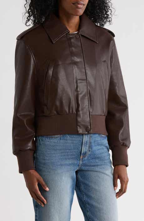 Hudson Jeans Waterproof Faux Leather Aviator Jacket