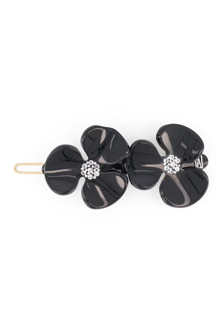 Camelia Acetate Side Barette, Main, color, Black