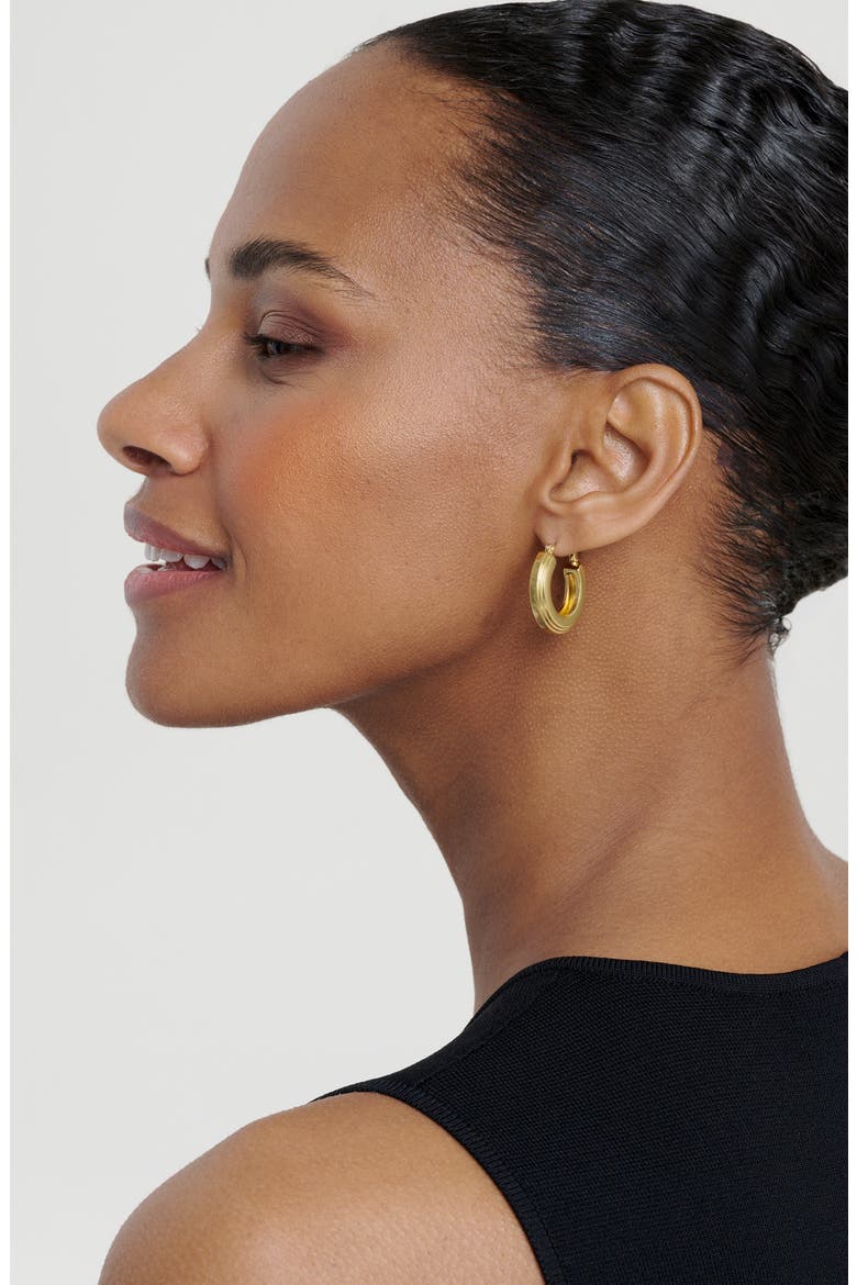 Deena Deco Groove Hoop Earrings, Alternate, color, GOLD TONE