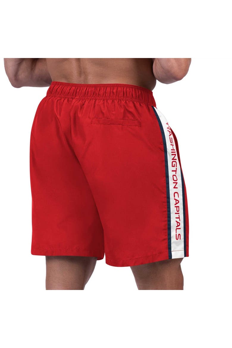 Men's G-III Sports by Carl Banks Red Washington Capitals Streamline Volley Swim Trunks, Alternate, color, Red