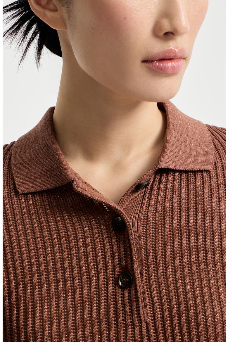 Ribbed net polo shirt, Alternate, color, Red