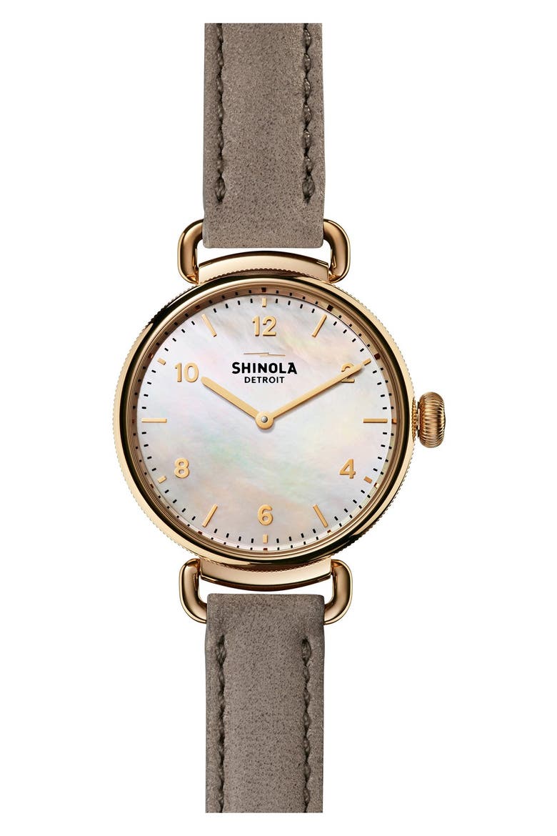Canfield Leather Strap Watch, 32mm, Main, color, WHITE