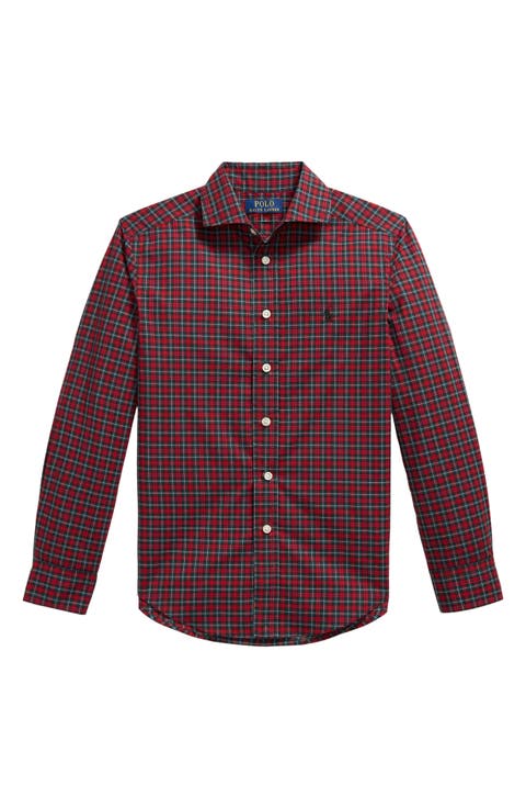 Kids' Plaid Long Sleeve Poplin Shirt