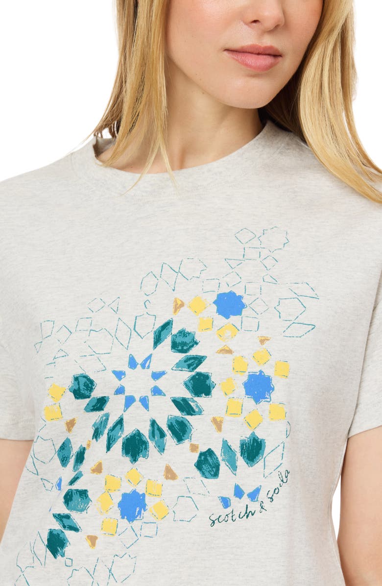 Scotch & Soda Dyed Boxy Crop Graphic T-Shirt, Alternate, color, Gray Mel Pigment