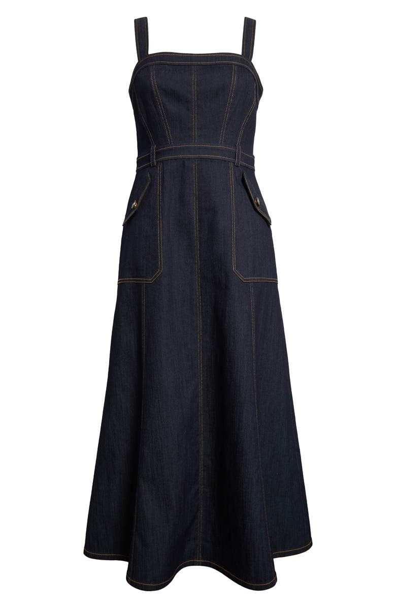Cinq à Sept Malani Denim Midi Dress, Alternate, color, Indigo