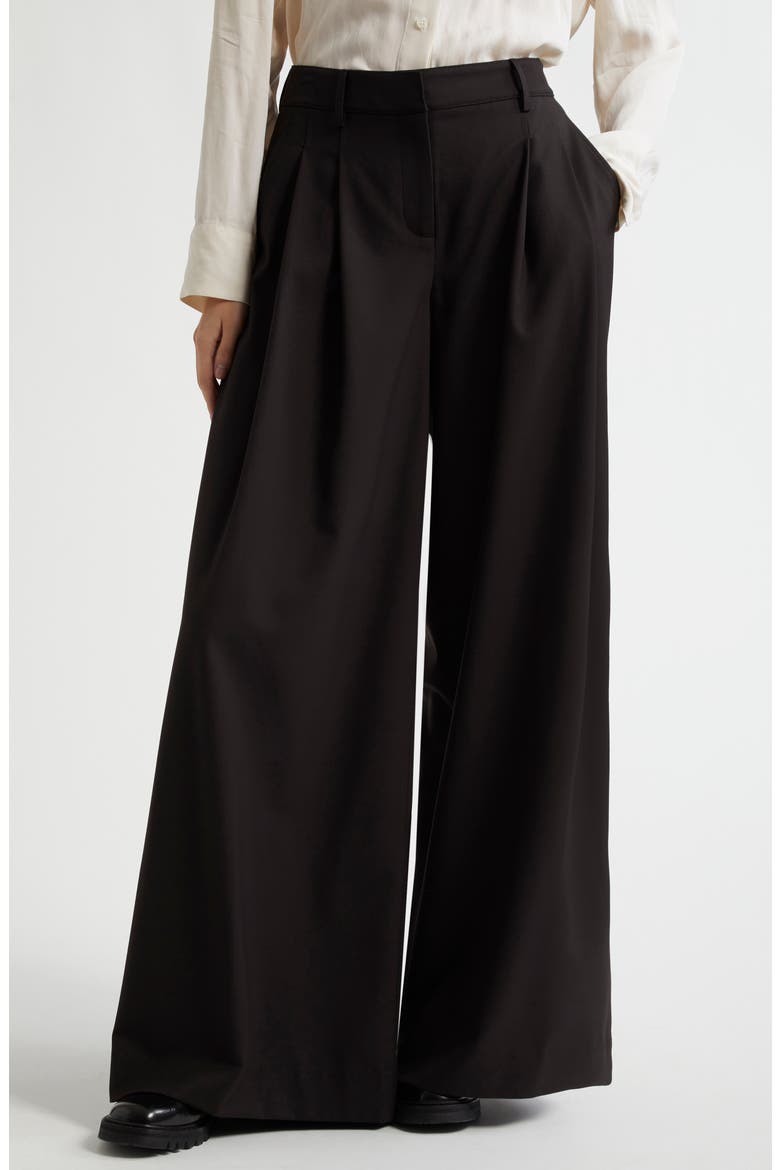 New Didi Wide Leg Stretch Wool Pants, Main, color, CHOCOLATE