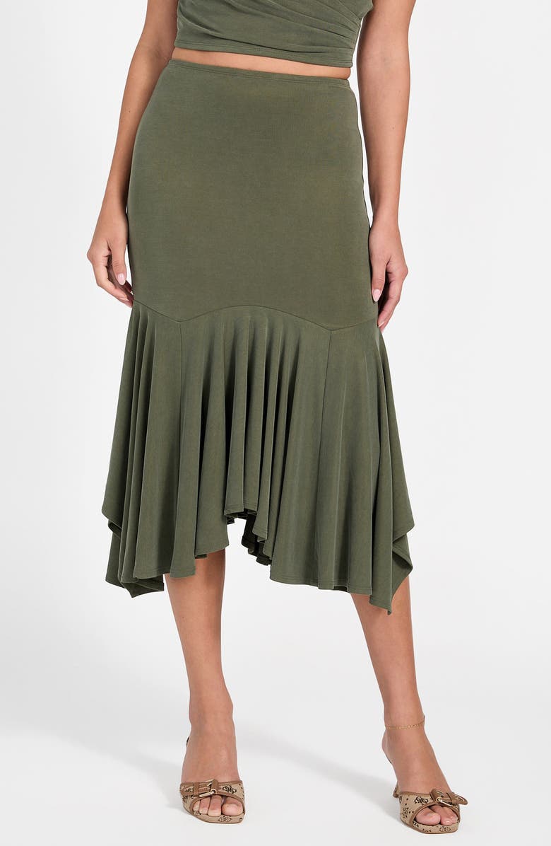 GUESS Kenzie Ruffle Midi Skirt, Main, color, 