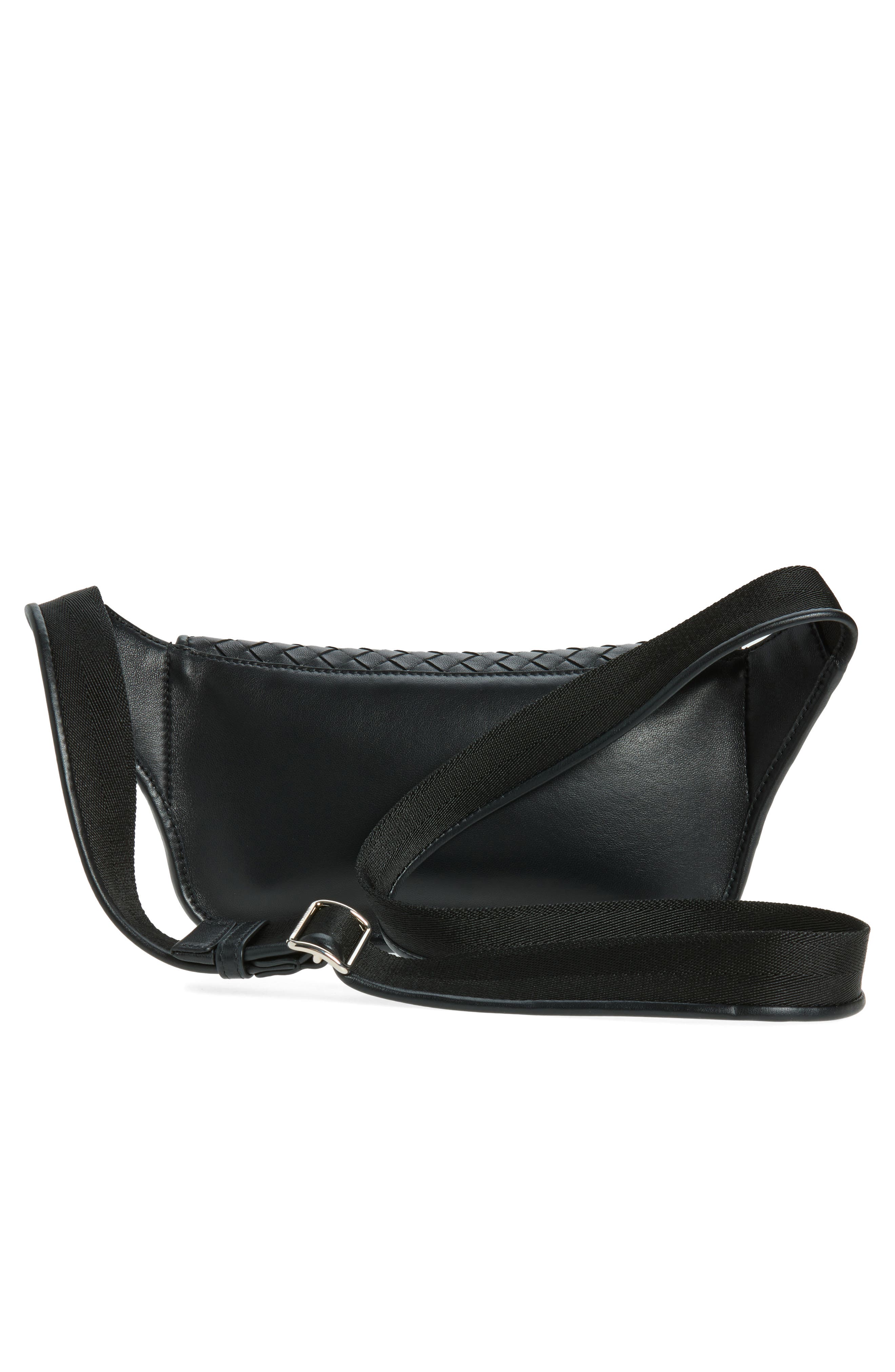 Bottega Veneta Veneto Intrecciato Leather Sling Bag, Alternate, color, Black-Vintage Silver