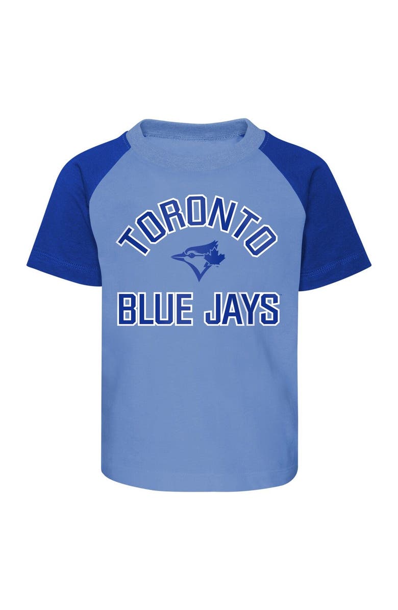 Outerstuff Infant Powder Blue/Heather Gray Toronto Blue Jays Ground Out Baller Raglan T-Shirt and Shorts Set, Alternate, color, Powder Blue