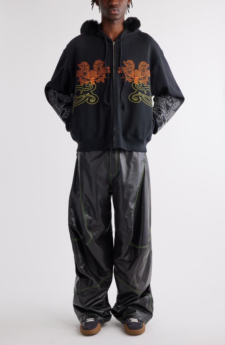 Acne Studios Floragatan 13 Appliqué Zip-Up Hoodie, Alternate, color,