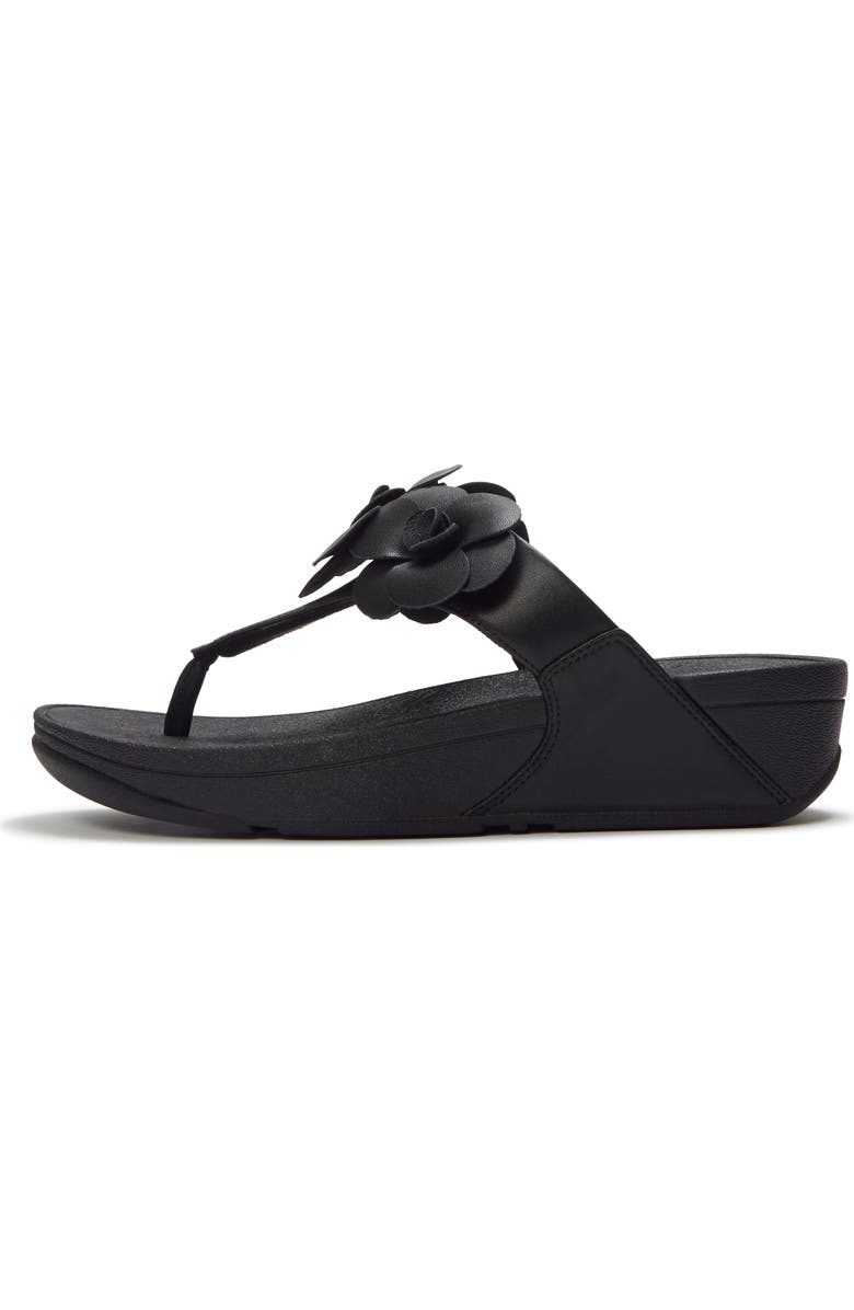 FitFlop Lulu Flower Toe-Post Sandals, Alternate, color, Black