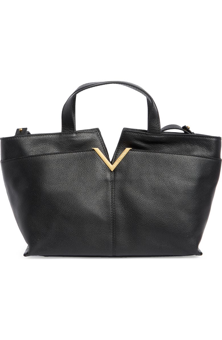 Vince Camuto April Leather Satchel, Main, color, Black