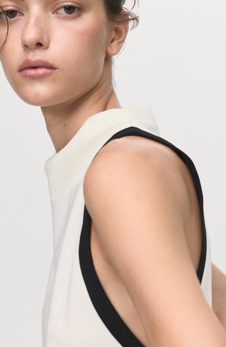 MANGO Drape Collar Sleeveless Top, Alternate, color, Ecru