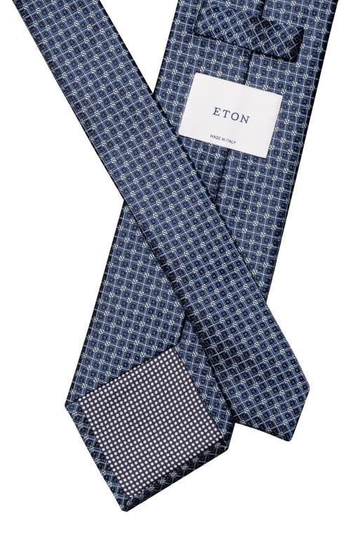 Eton Navy Geometric Pattern Silk Jacquard Tie In Blue