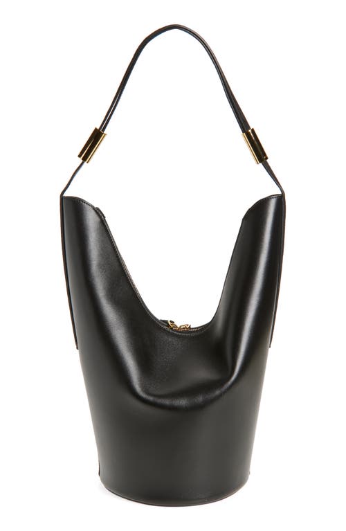 Alaïa Shape Medium Bucket Bag In Suede And Leather In Noir