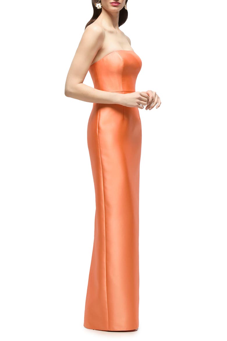 Jacqueline Strapless Satin Twill Column Gown, Alternate, color, PORTOFINO ORANGE