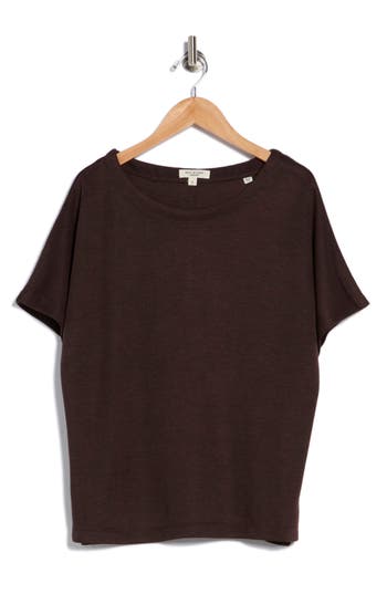 Max Studio Short Sleeve Knit T-shirt In Brown