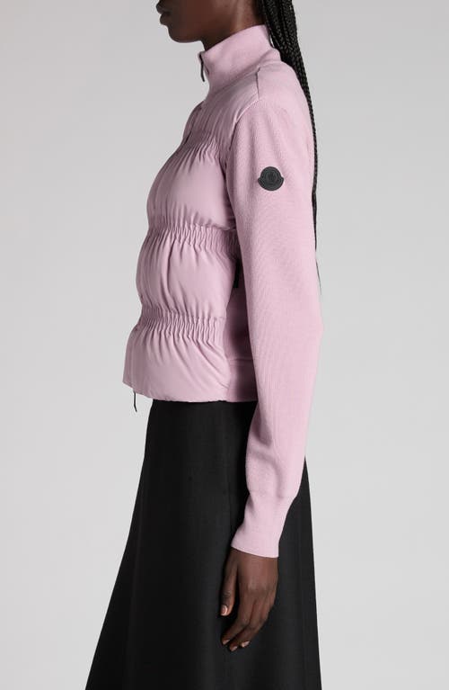 Moncler Mixed Media Down Jacket In Purple