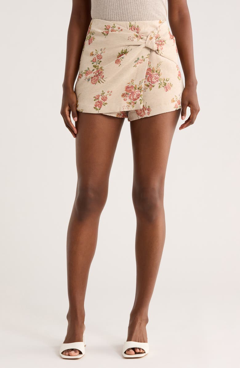 JACQUIE THE LABEL Lissandra Embroidered Wrap Skort, Main, color, Natural Multi