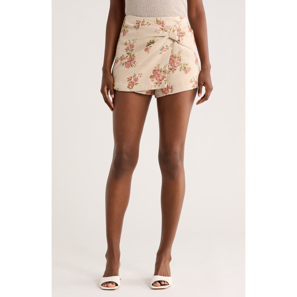 Jacquie The Label Lissandra Embroidered Wrap Skort In Neutral