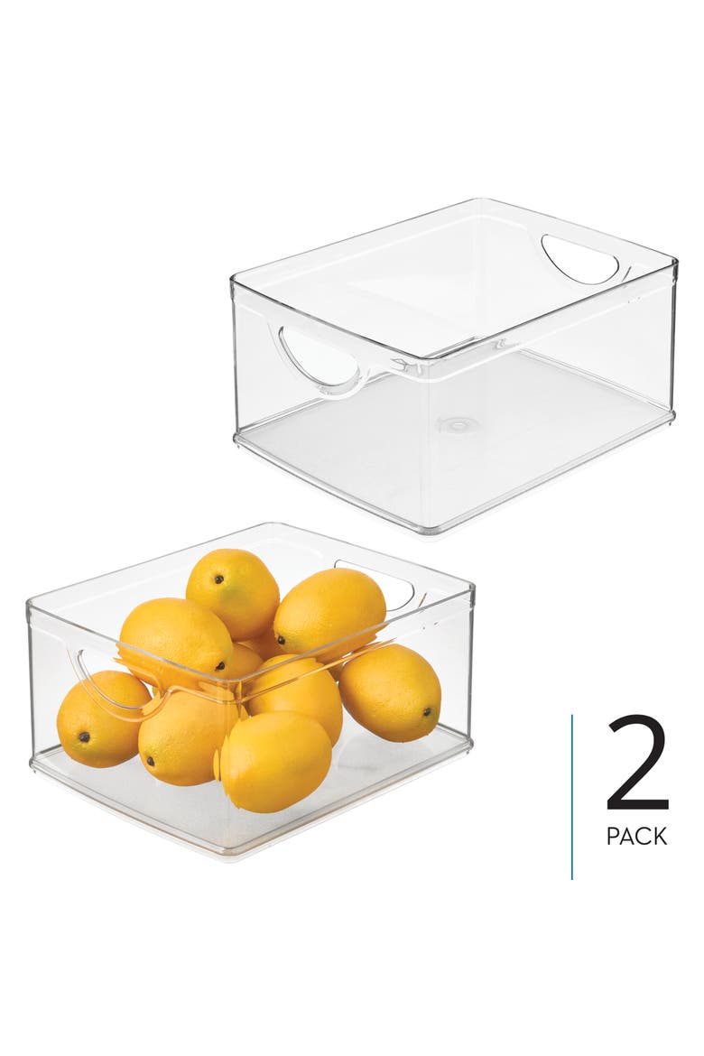 Stackable Pantry Storage Bin for Cabinets or Fridge, Set of 2, Clear, Made in USA, Alternate, color, Clear