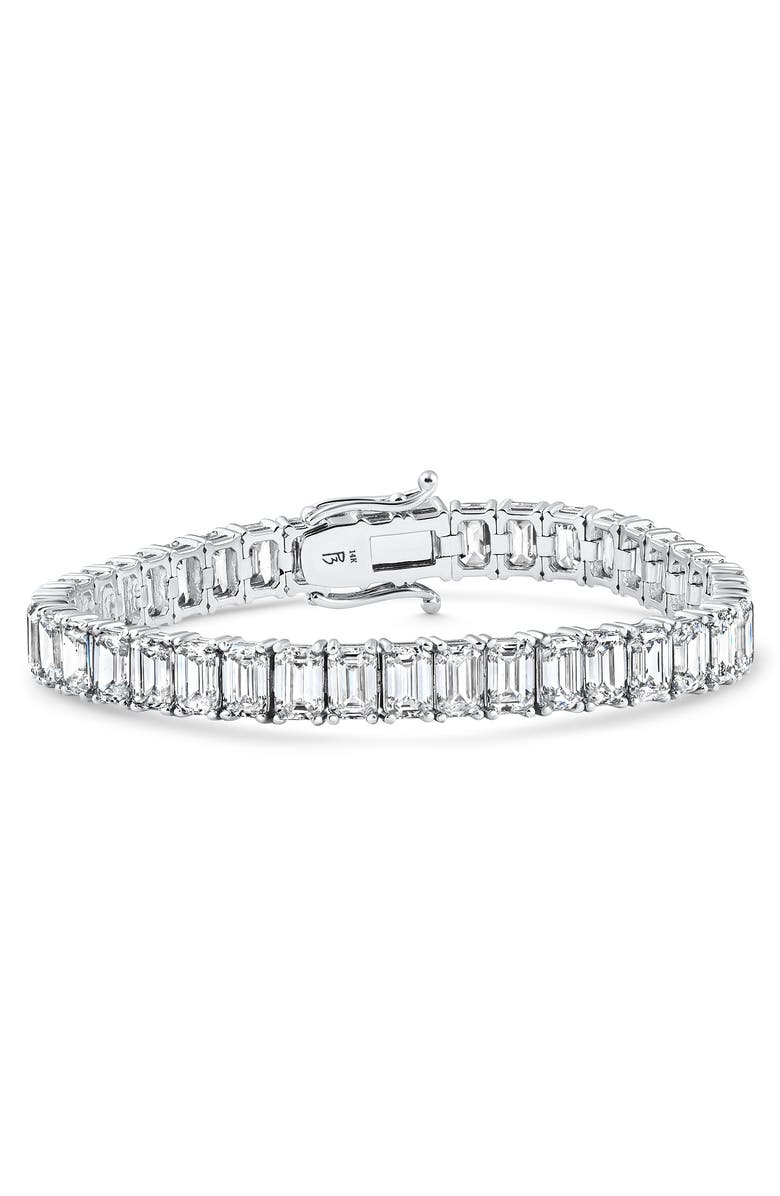 Bliss Diamond 28Ct Emerald Diamond Tennis Bracelet 14k Gold 7" 17.5g Lab Grown, Alternate, color, 14K White Gold