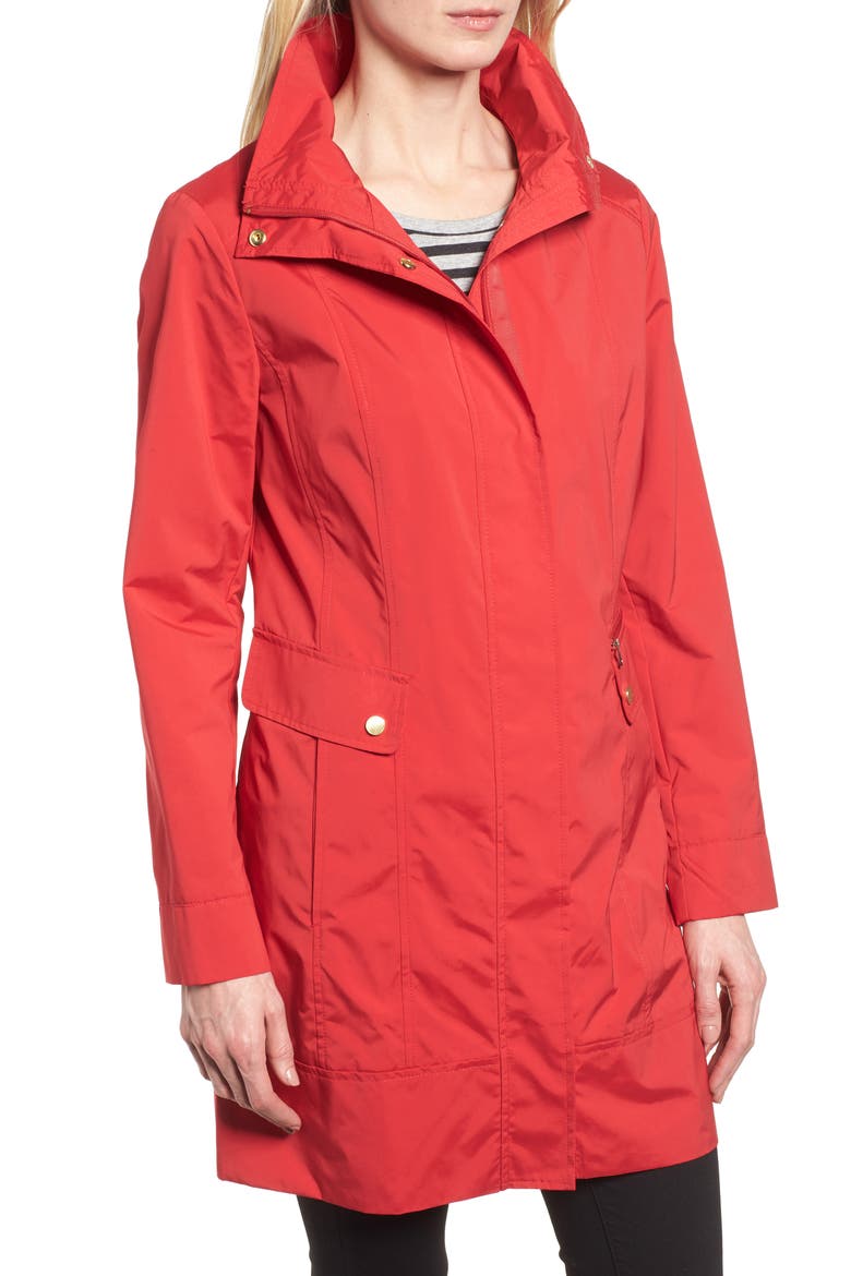 Back Bow Packable Hooded Raincoat, Alternate, color, RED