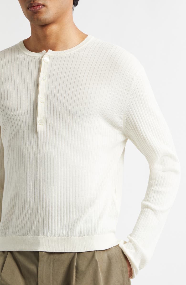 OUR LEGACY Fine Knit Cotton Crepe Henley, Alternate, color, Ivory Cotton Crepe