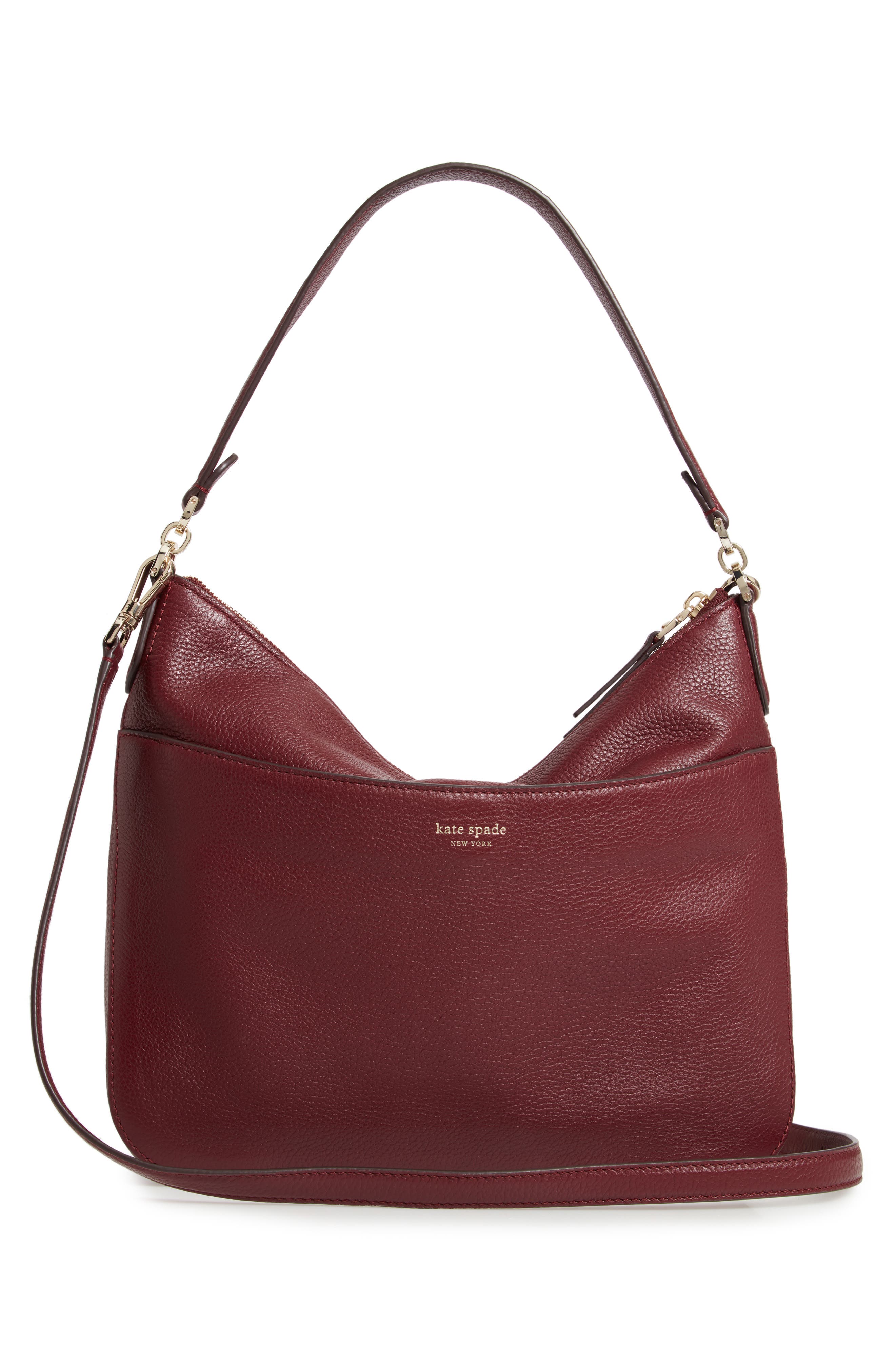 medium polly leather shoulder bag, Alternate, color, CHERRYWOOD