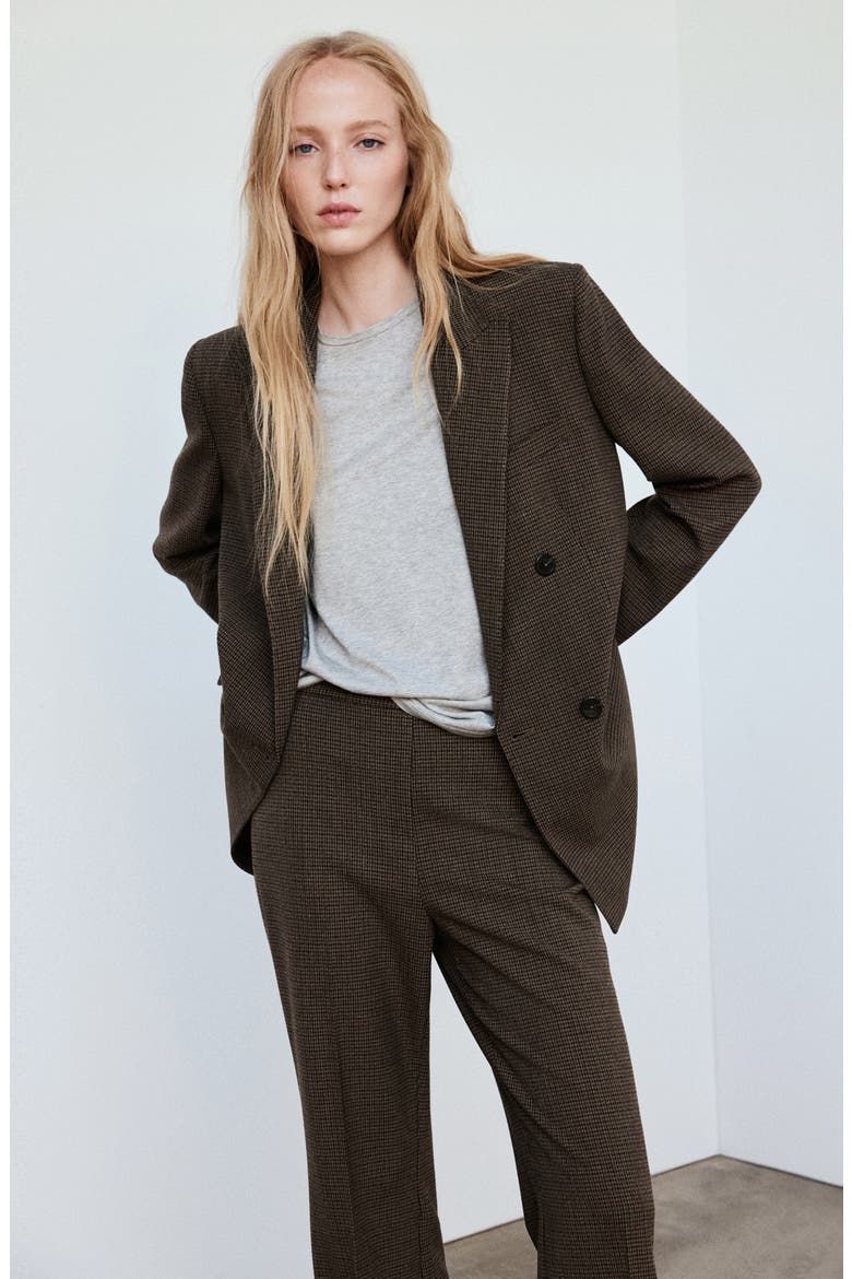 Houndstooth Straight Leg Suit Pants, Alternate, color, CHOCOLATE