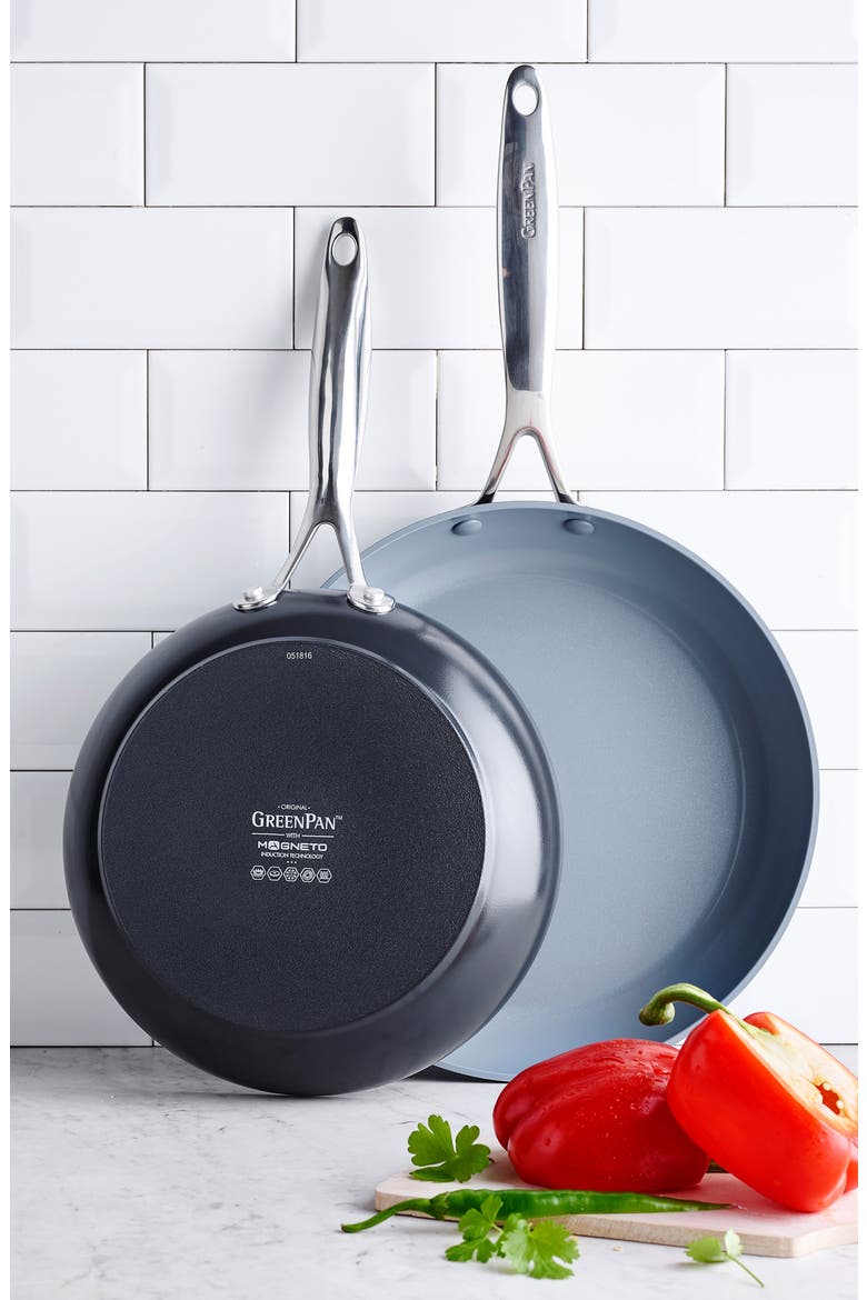Valencia Pro 10-Inch & 12-Inch Anodized Aluminum Ceramic Nonstick Frying Pan Set, Alternate, color, BLACK