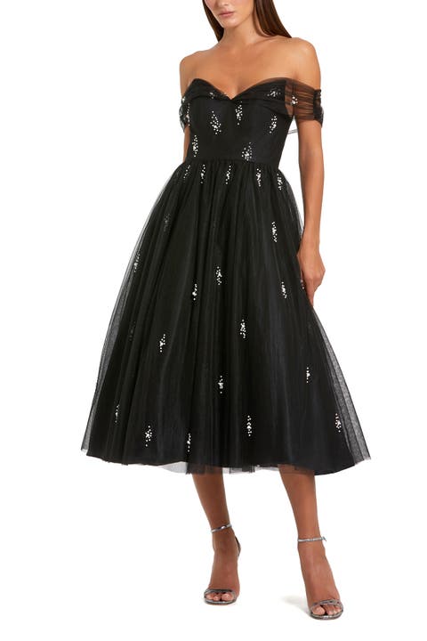 Petite Ieena Off The Shoulder Embellished Tulle Cocktail Dress