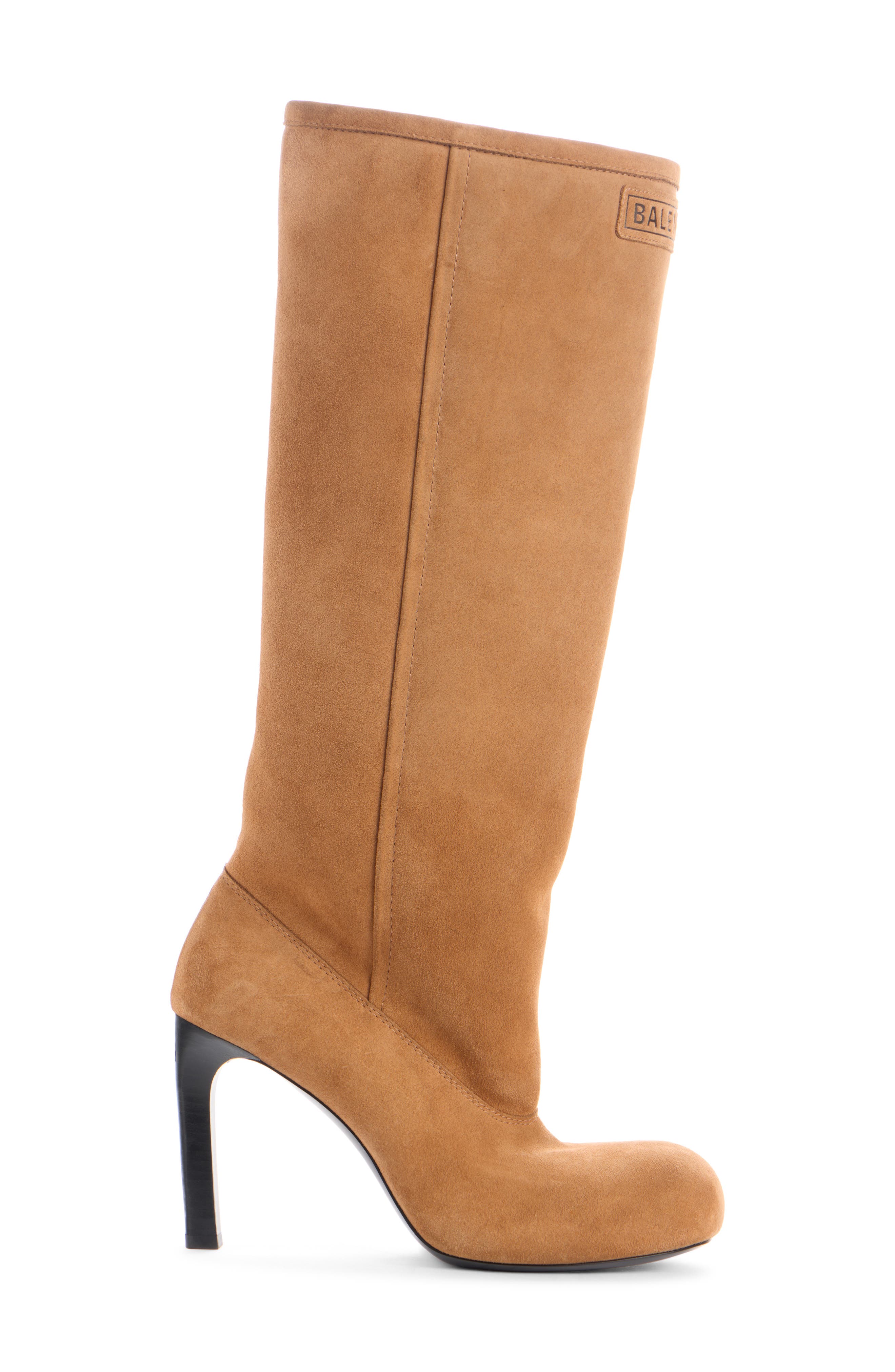 Balenciaga Fargo Knee High Boot, Alternate, color, Brown/ Silver