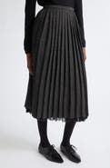 Meruert Tolegen Pleated Herringbone Linen & Wool Blend Midi Skirt